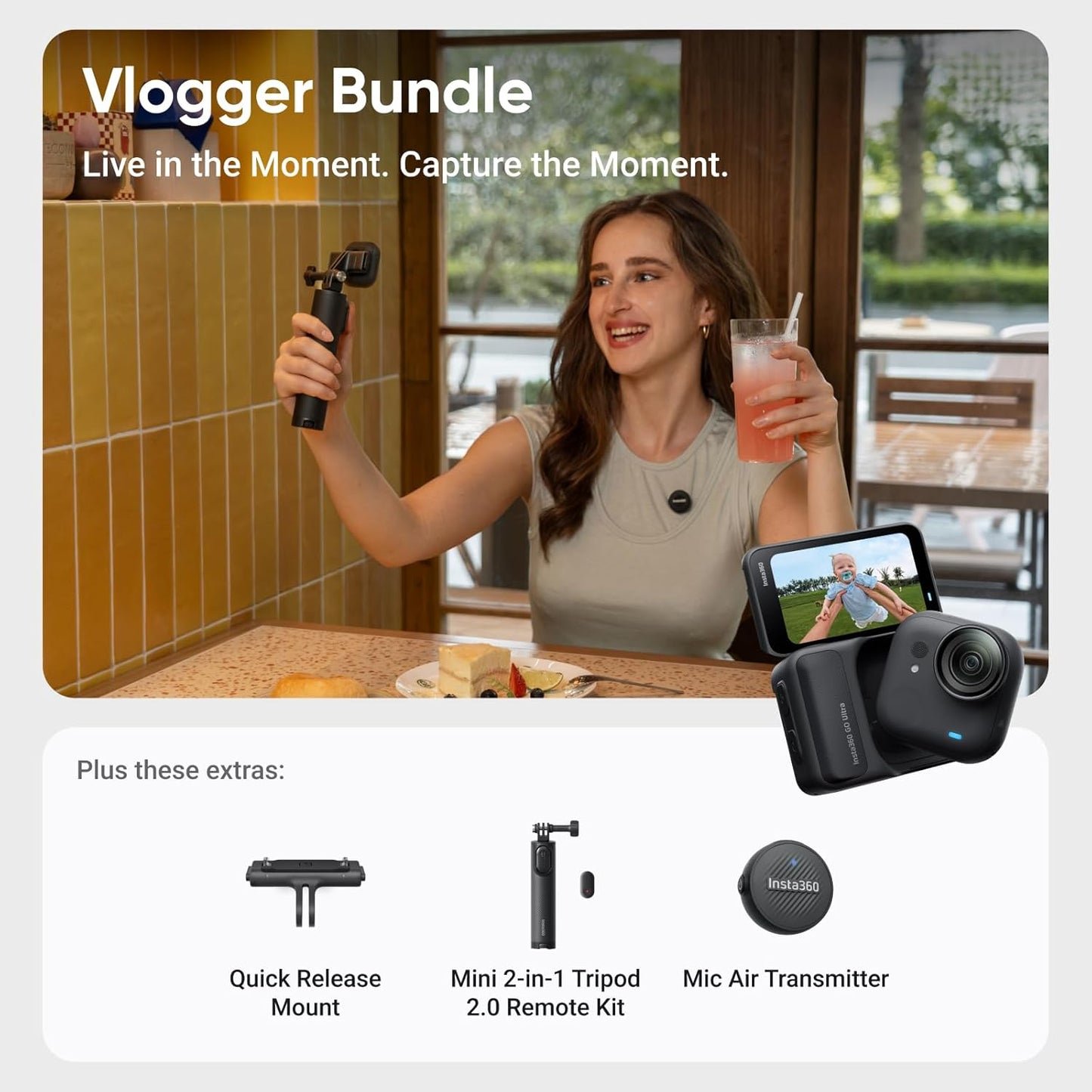 Ultra Vlogger-Bundle mit 4K Mini-Cam, FlowState-Stabilisierung, Nachtschwarz Vlogger-Bundle