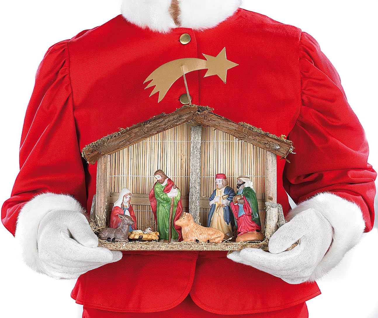 Weihnachtskrippe mit Porzellan-Figuren