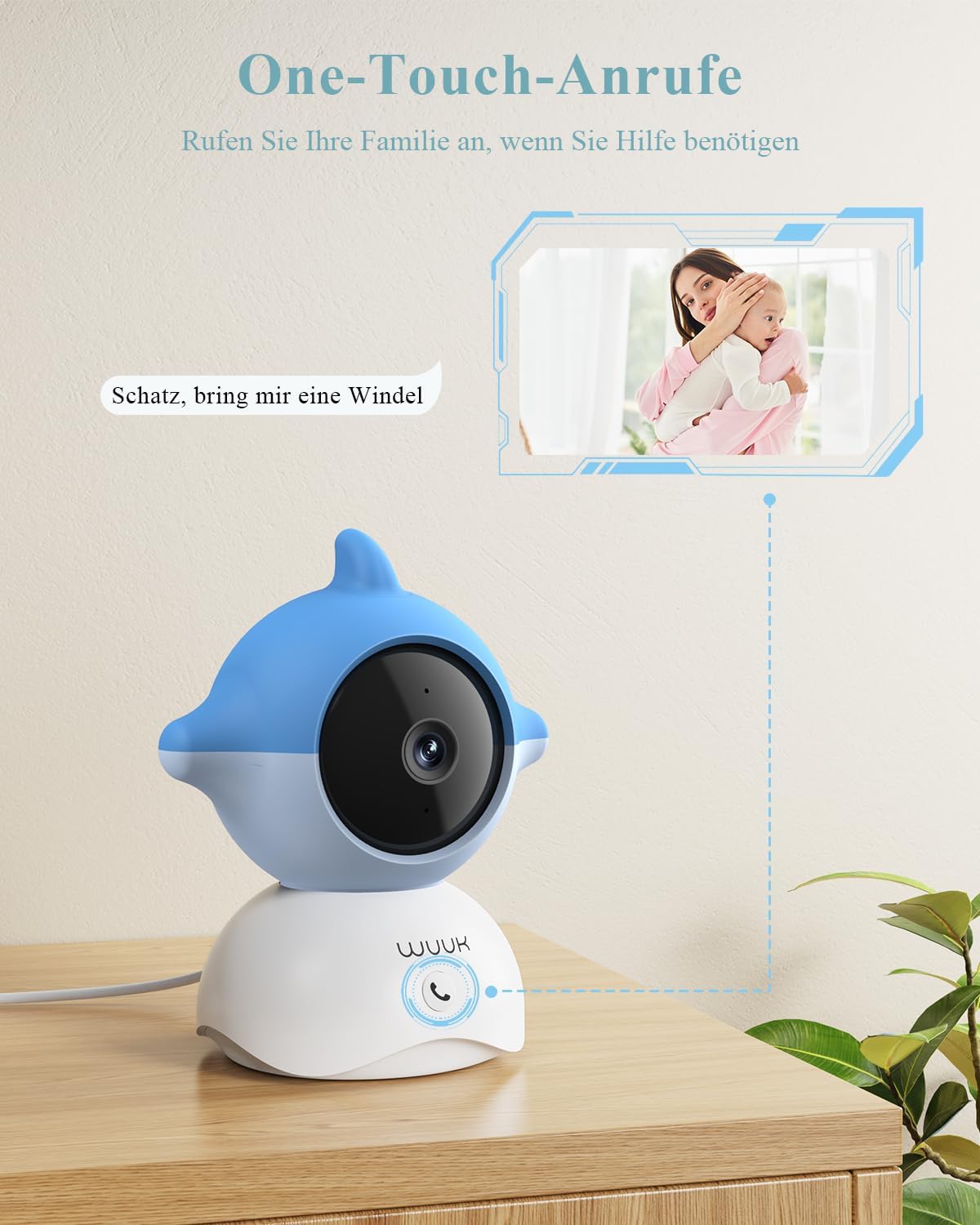 2K Babyphone mit Kamera und App, 5,5 Zoll Display, Blau-2 Packung
