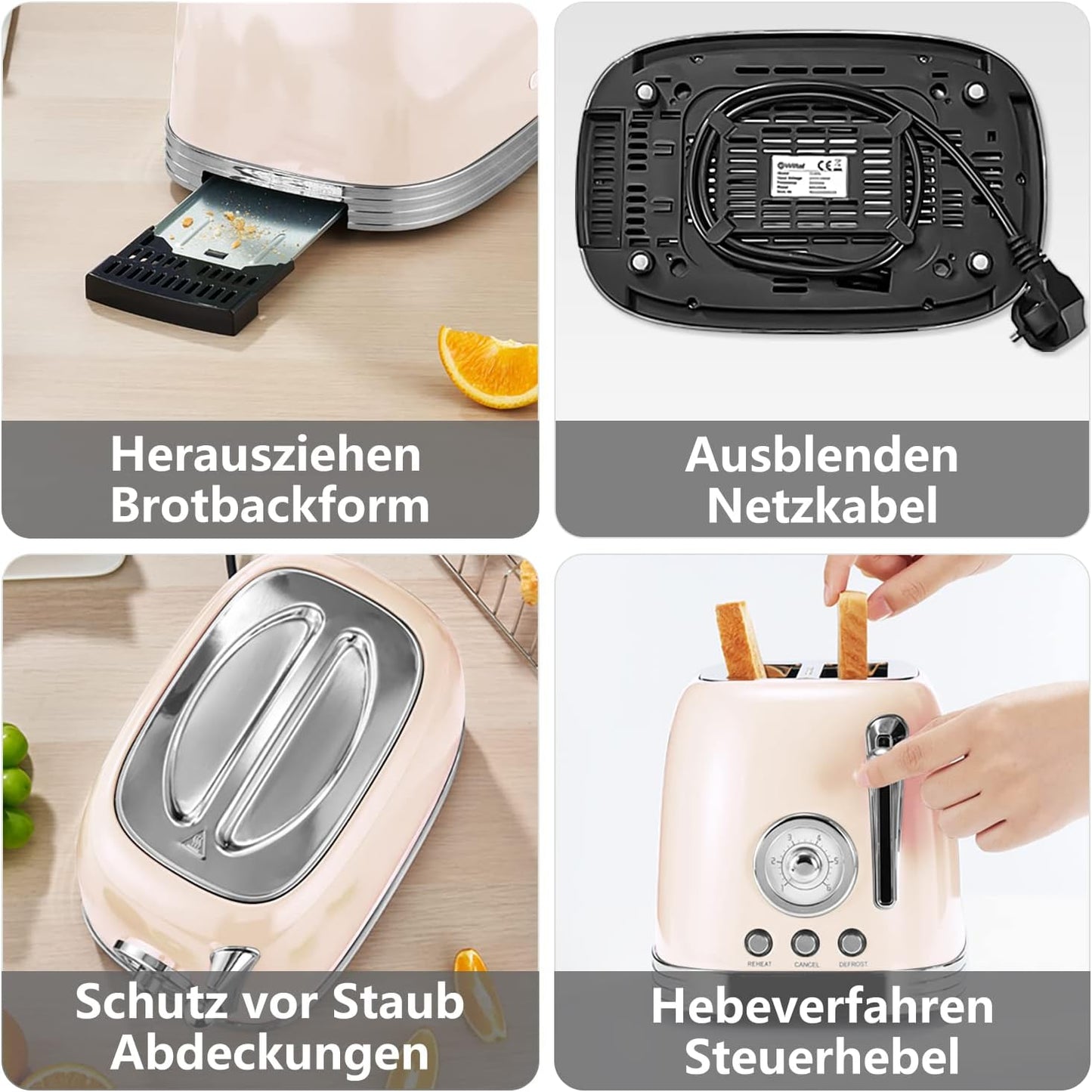 TS-R1S Retro Toaster, Cremeweiss