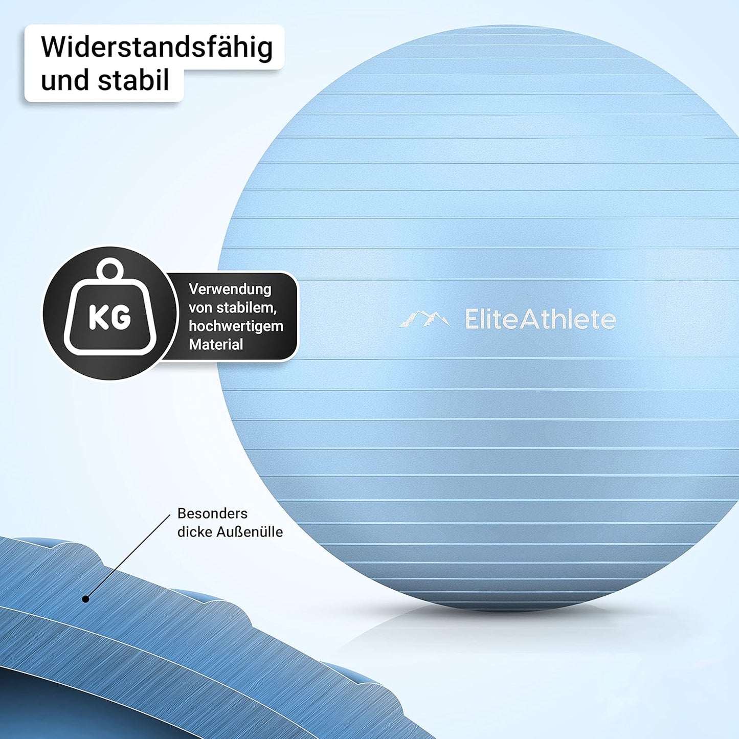 Gymnastikball 75cm mit Anti-Burst System, Frosty Cloud 75cm