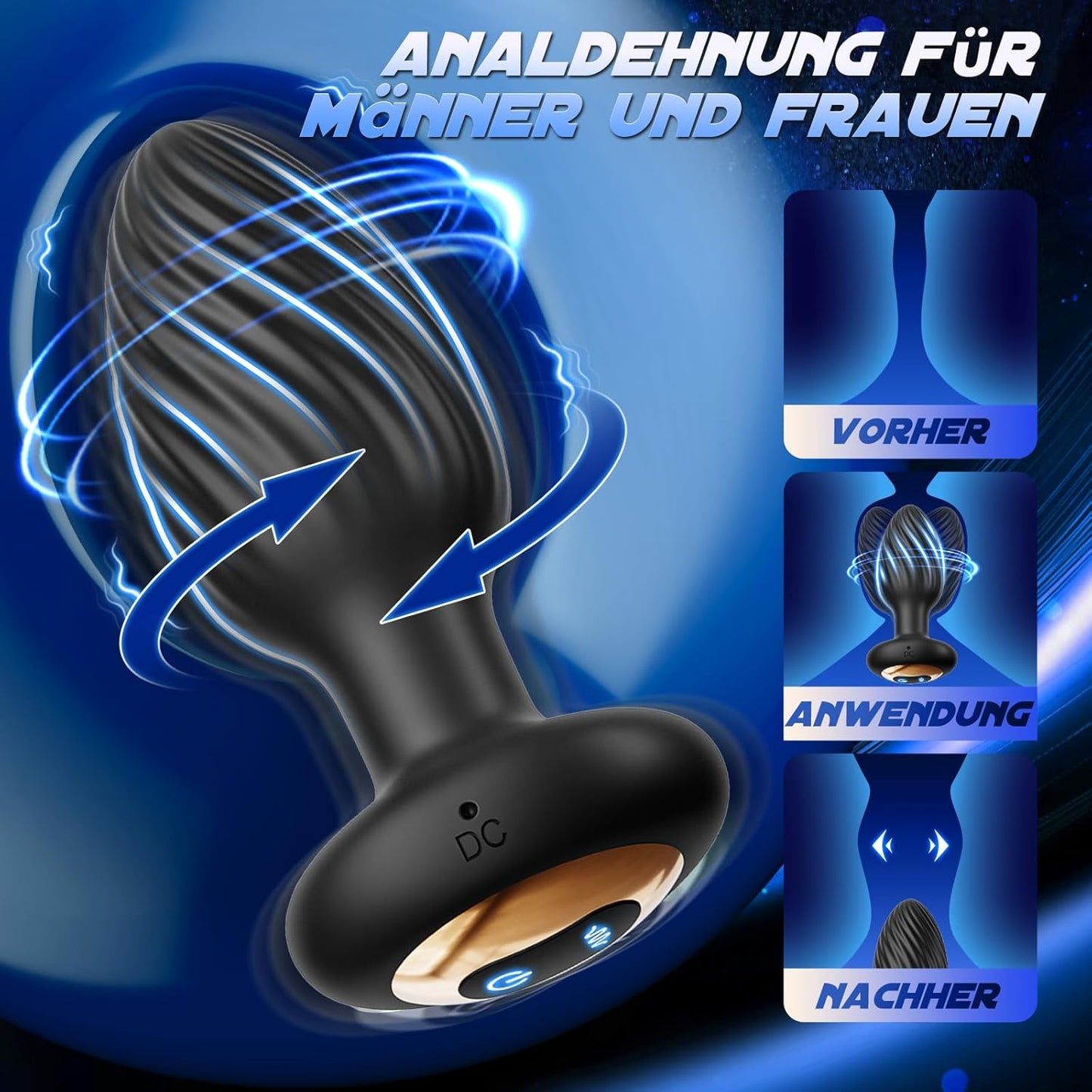 Analplug Set für Frauen, 7 Rotation & Vibration, L