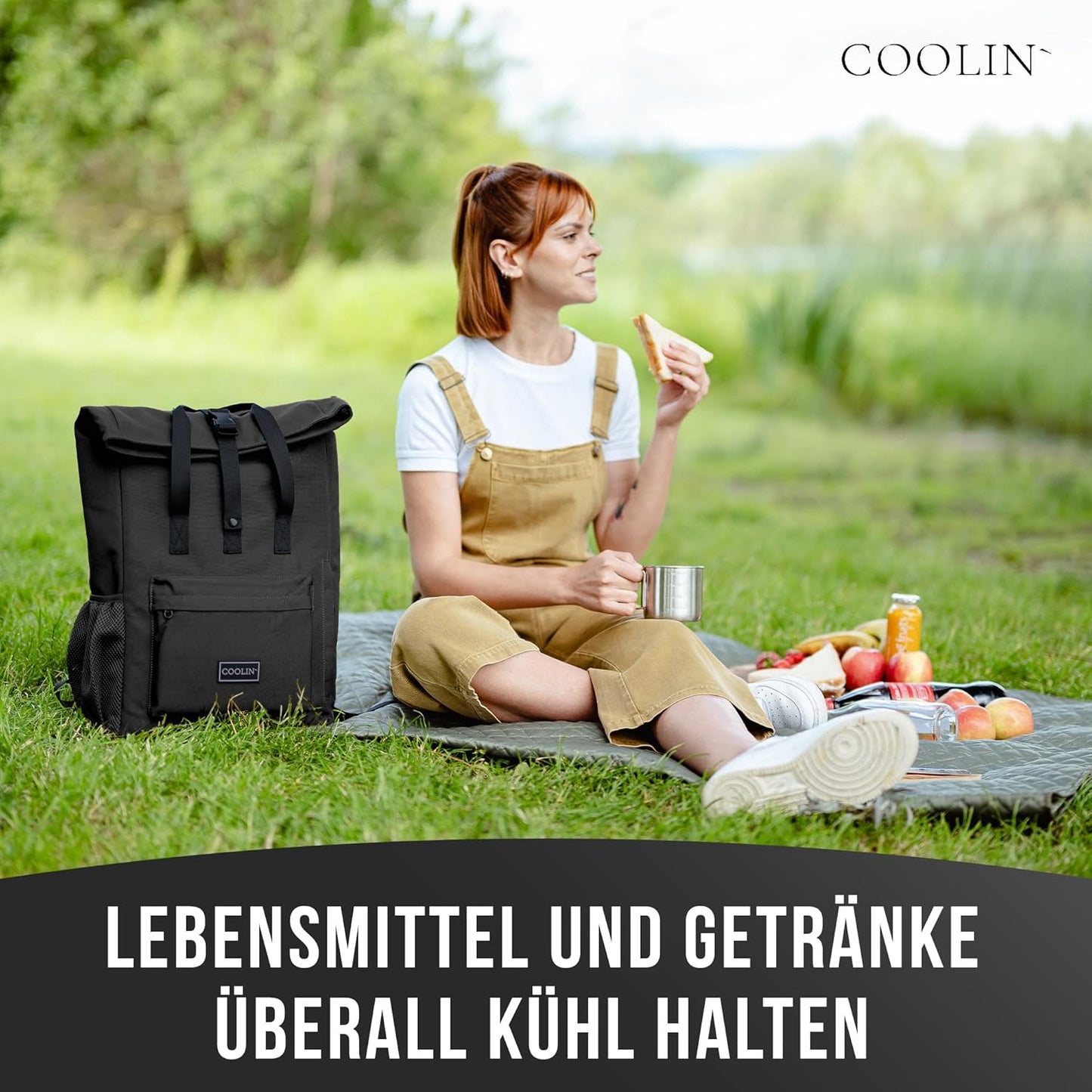 Kühlrucksack mit Thermofach, Schwarz