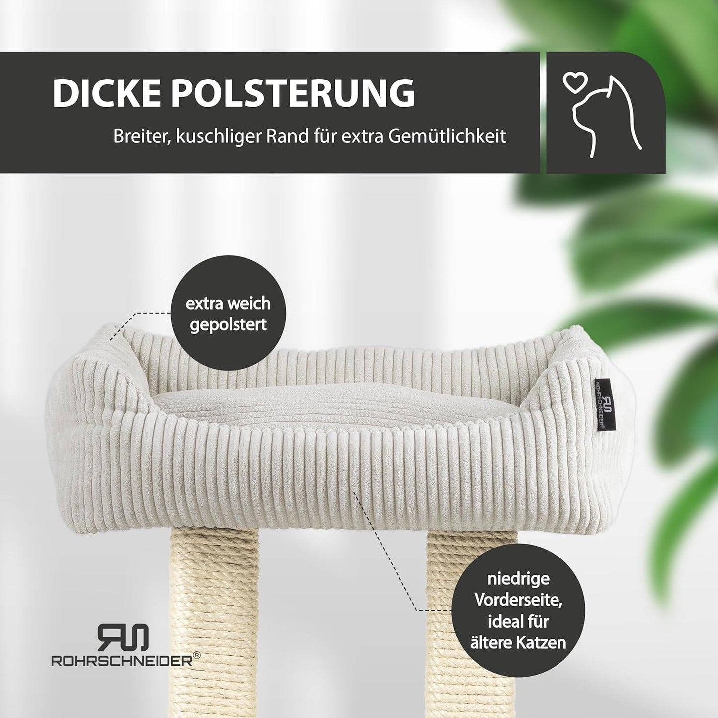 Moderner Kratzbaum Wolly, Cordstoff breit beige