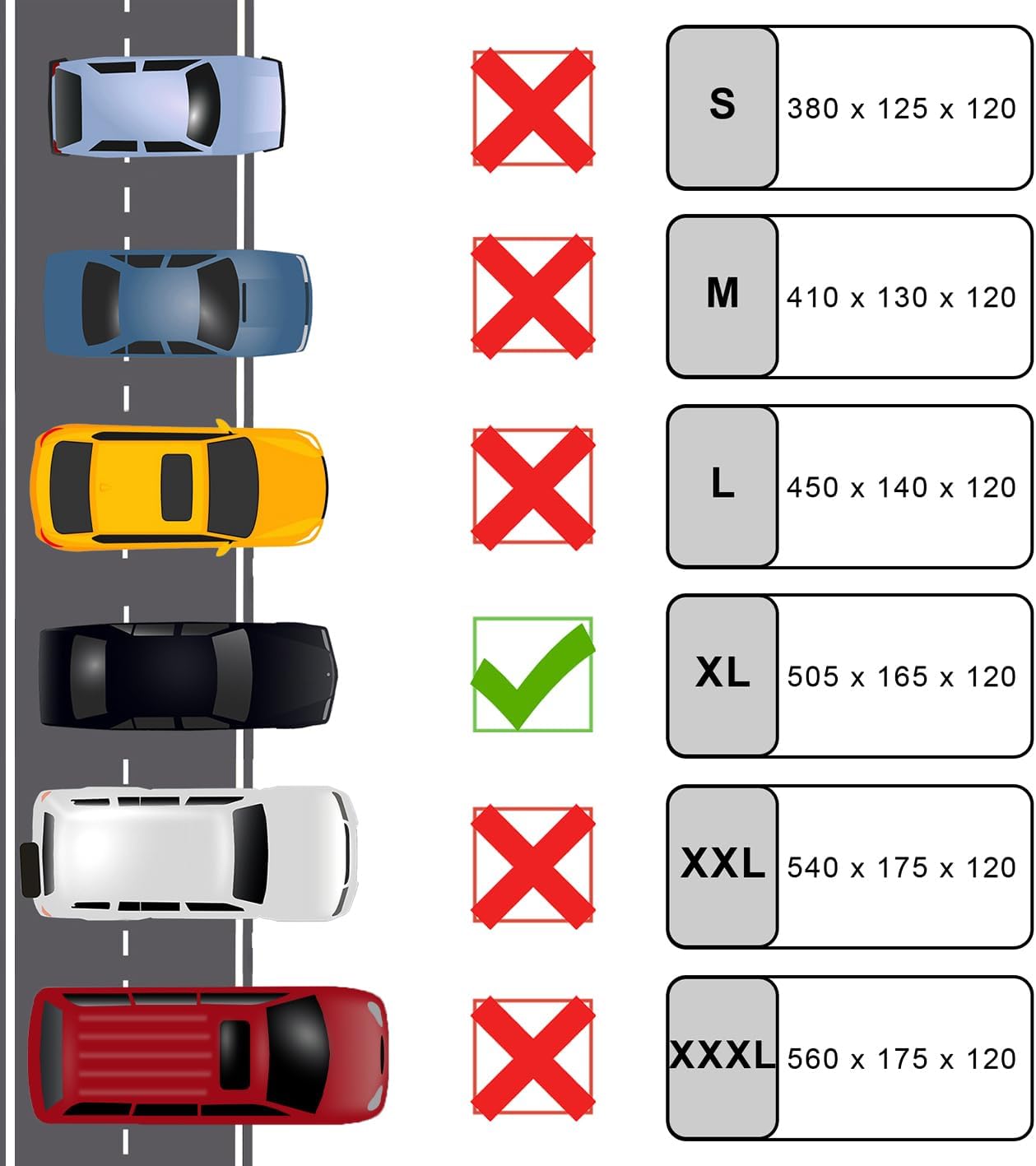 Dehnbare Autoabdeckung für Innenbereich, XL (505x165x120cm) Grau