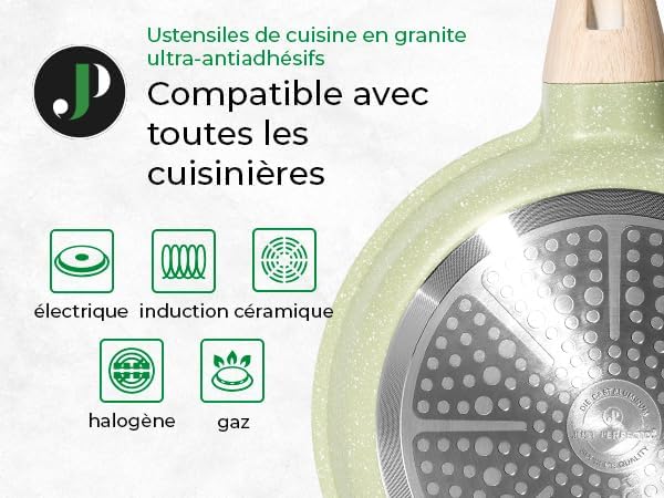 Induktions Topf- und Pfannenset (21-teilig) ohne PTFE/PFOA, Grün