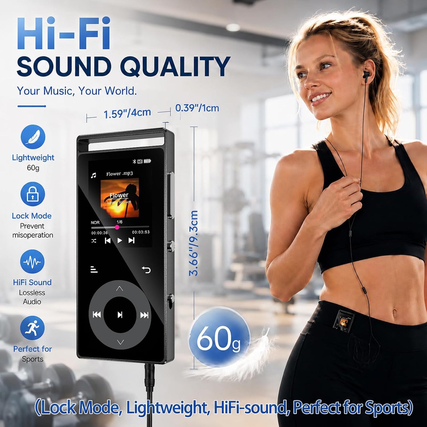MP3-Player mit Touch-Tasten, schwarz