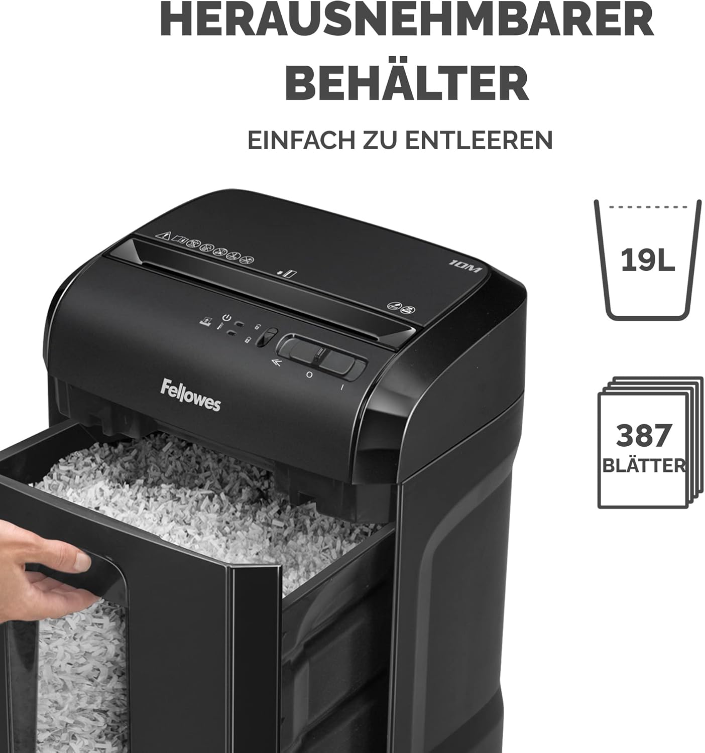 Aktenvernichter Powershred 10M, 10M – 10 Blatt – Mikro Cut – 19 Liter Papierkorb 19-Liter-Auffangbehälter