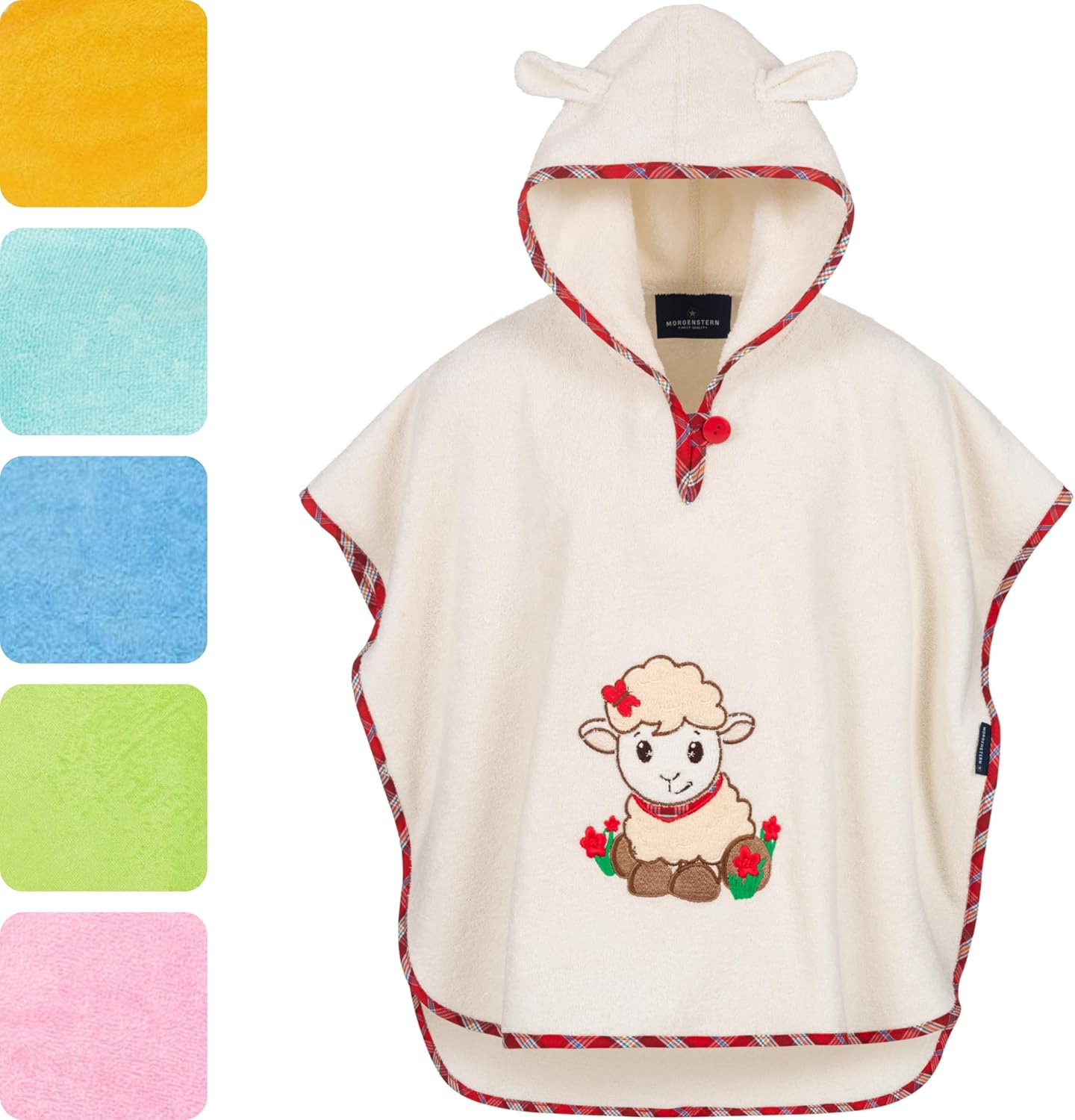 Badeponcho mit Kapuze, 1-3 Jahre Schaf-Beige