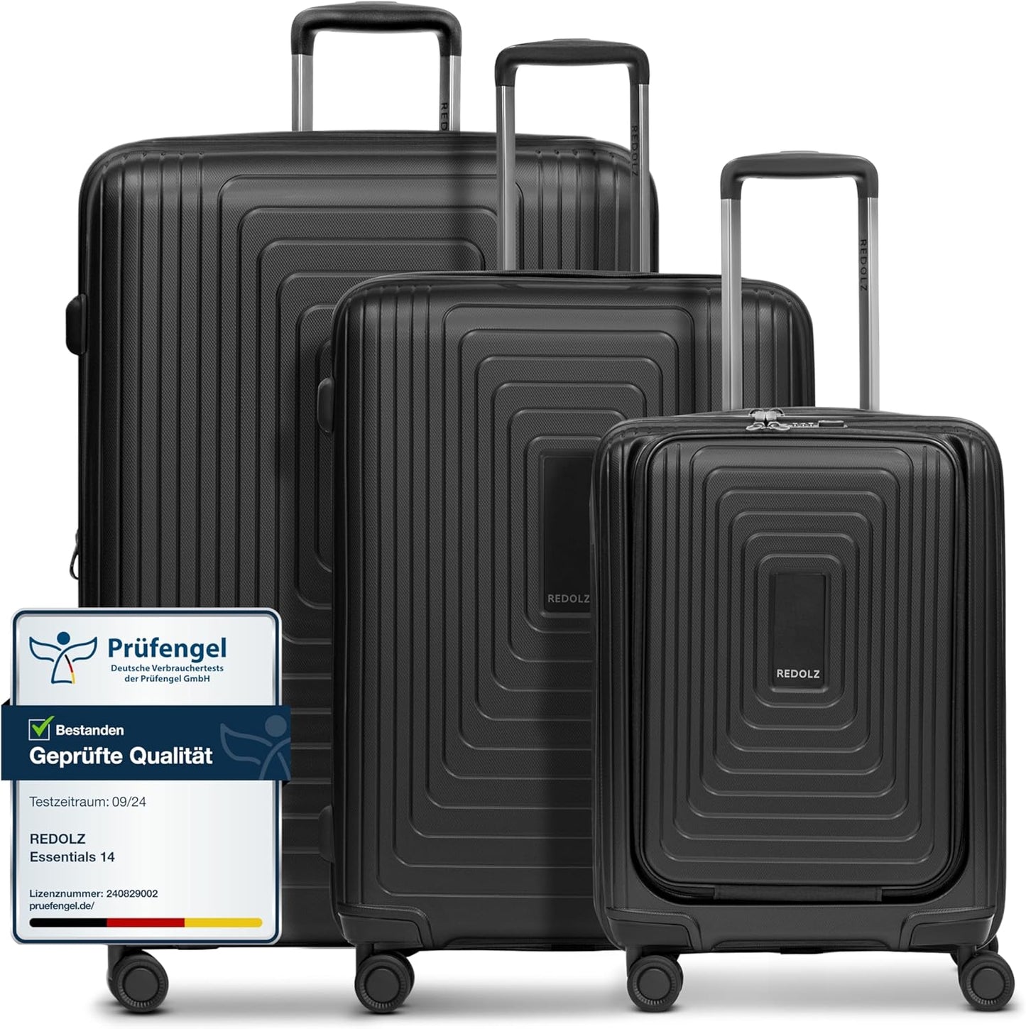 Essentials 14 3-Set 4-Rollen Kofferset 3 teilig, Black Metallic Trolley 3-SET erweiterbar