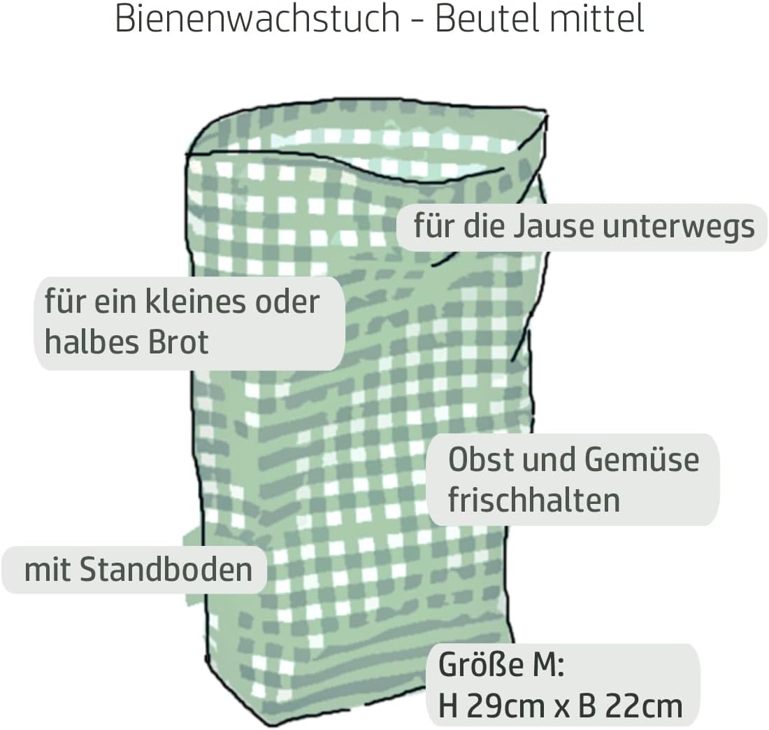Bio-Bienenwachsbeutel Frischefranz mit Standboden, mittelgross, Fresh