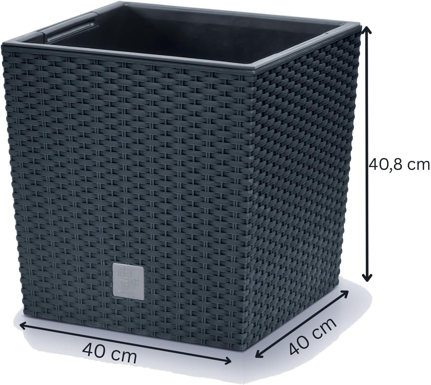 Quadratischer Blumentopf in Rattan-Optik, 64 L, 40x40x40,8