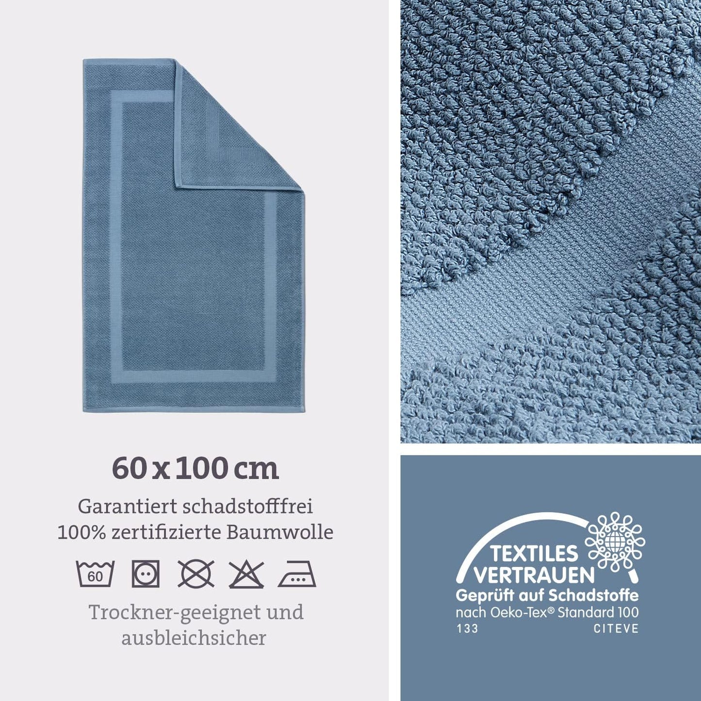 Badvorleger, 60 x 100 cm, 60 x 100 cm (Rechteckig) Blau