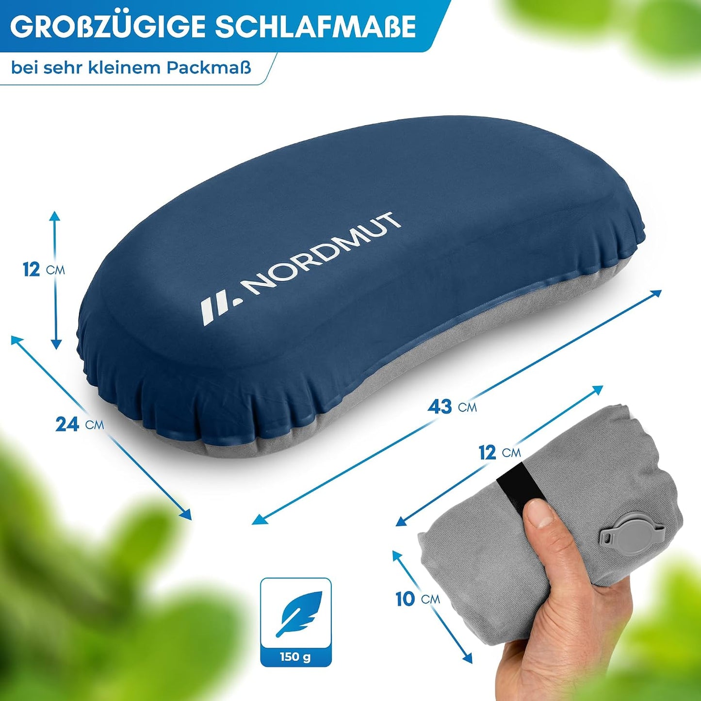 Aufblasbares Camping-Reisekissen, Blau