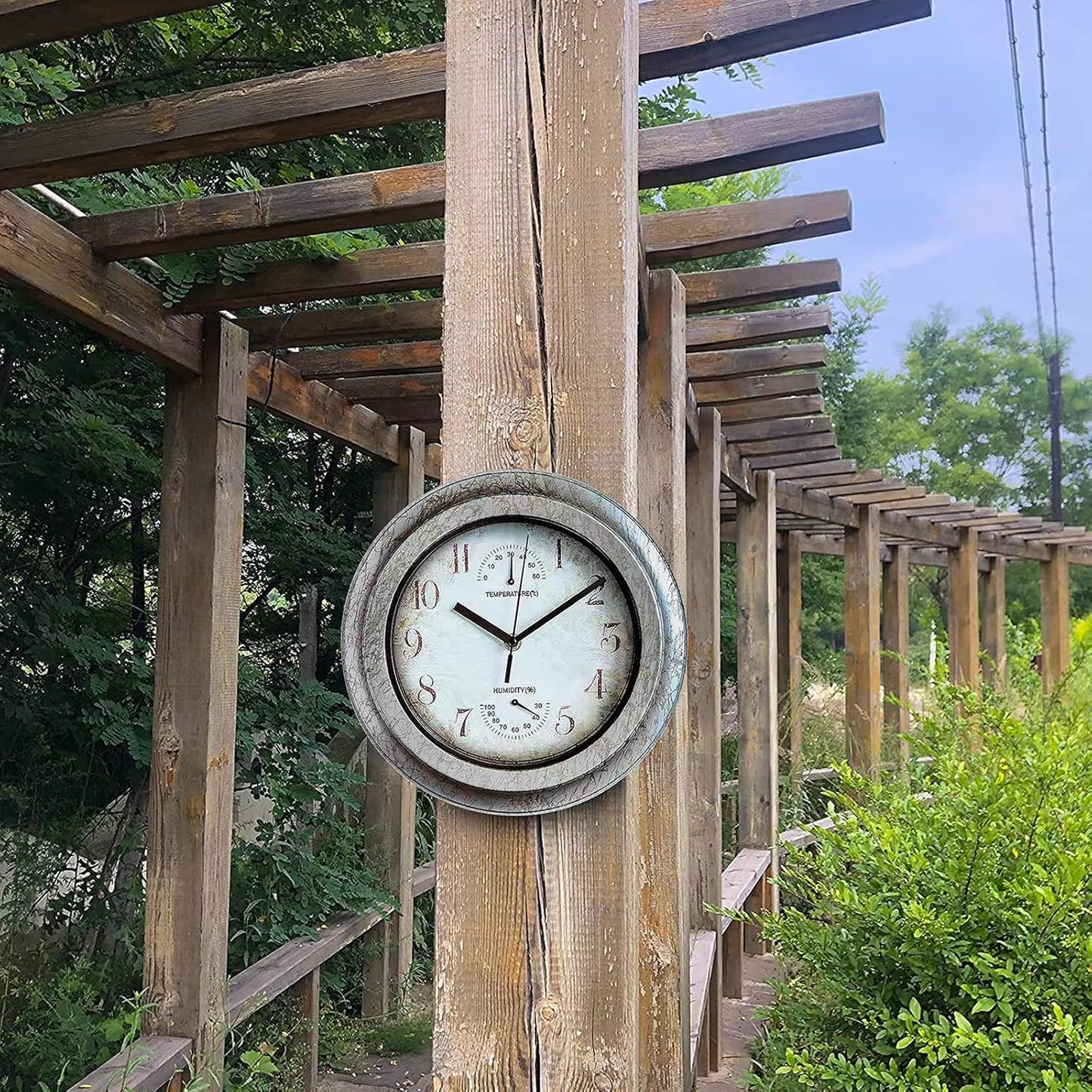 Vintage Wanduhr mit Thermo- und Hygrometer