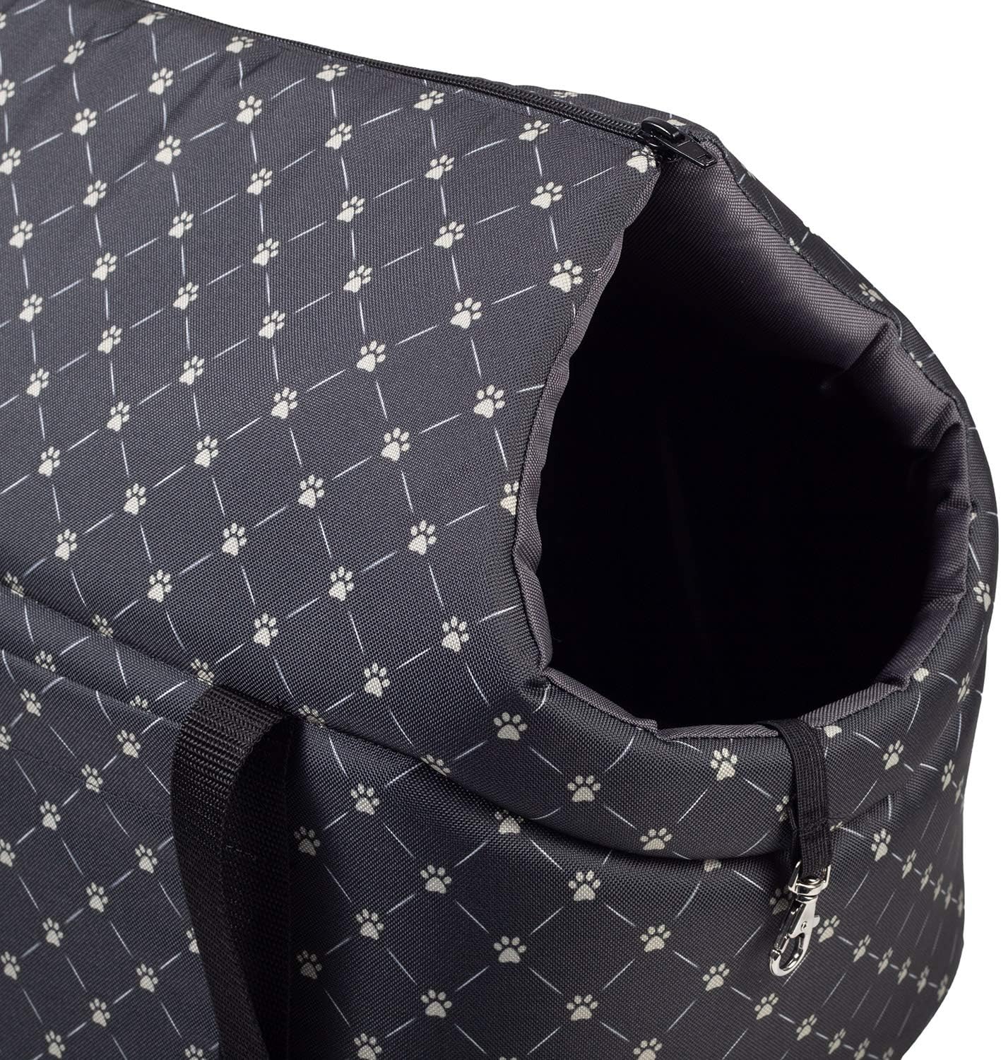 Tragetasche für Haustiere, L 42 x B 29 x H 33 cm|Schwarz / Muster: Pfoten