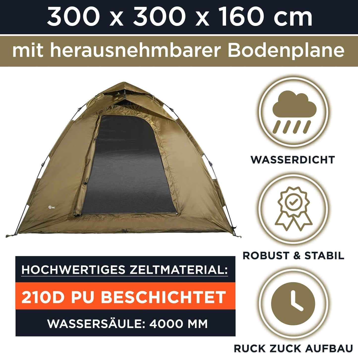 Ruck Zuck Bivvy 2-Mann-Angelzelt, 300 x 300 x 160 cm