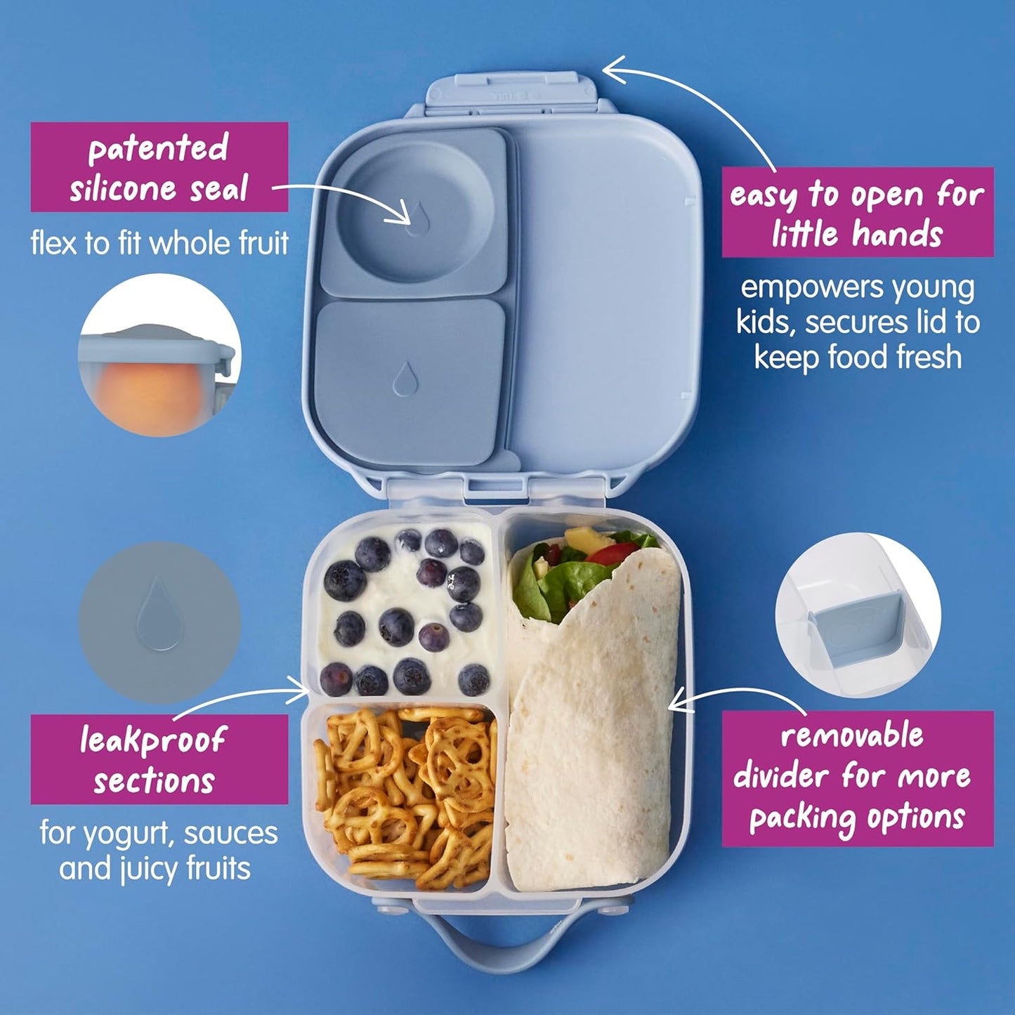 Mini Bento-Box mit 3 Fächern, Chill Out