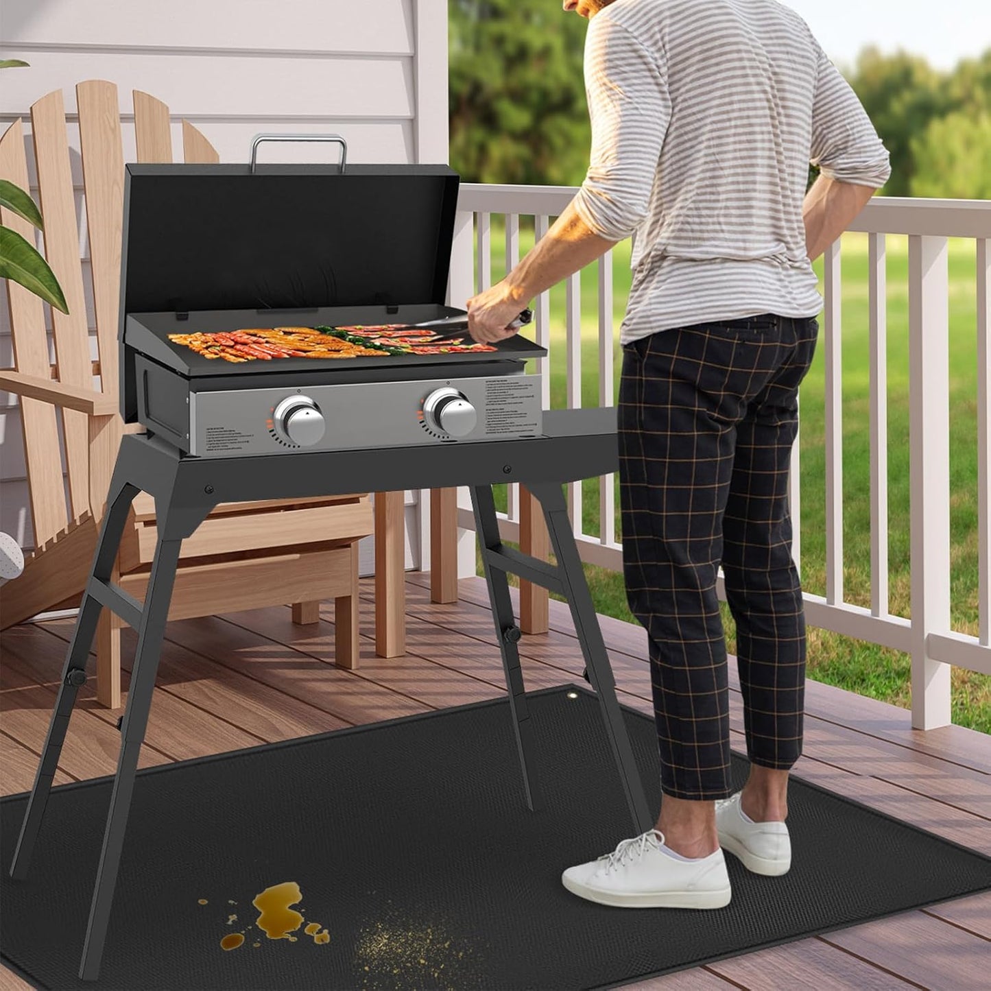 Feuerfeste Grillmatte, 75x120cm Schwarz
