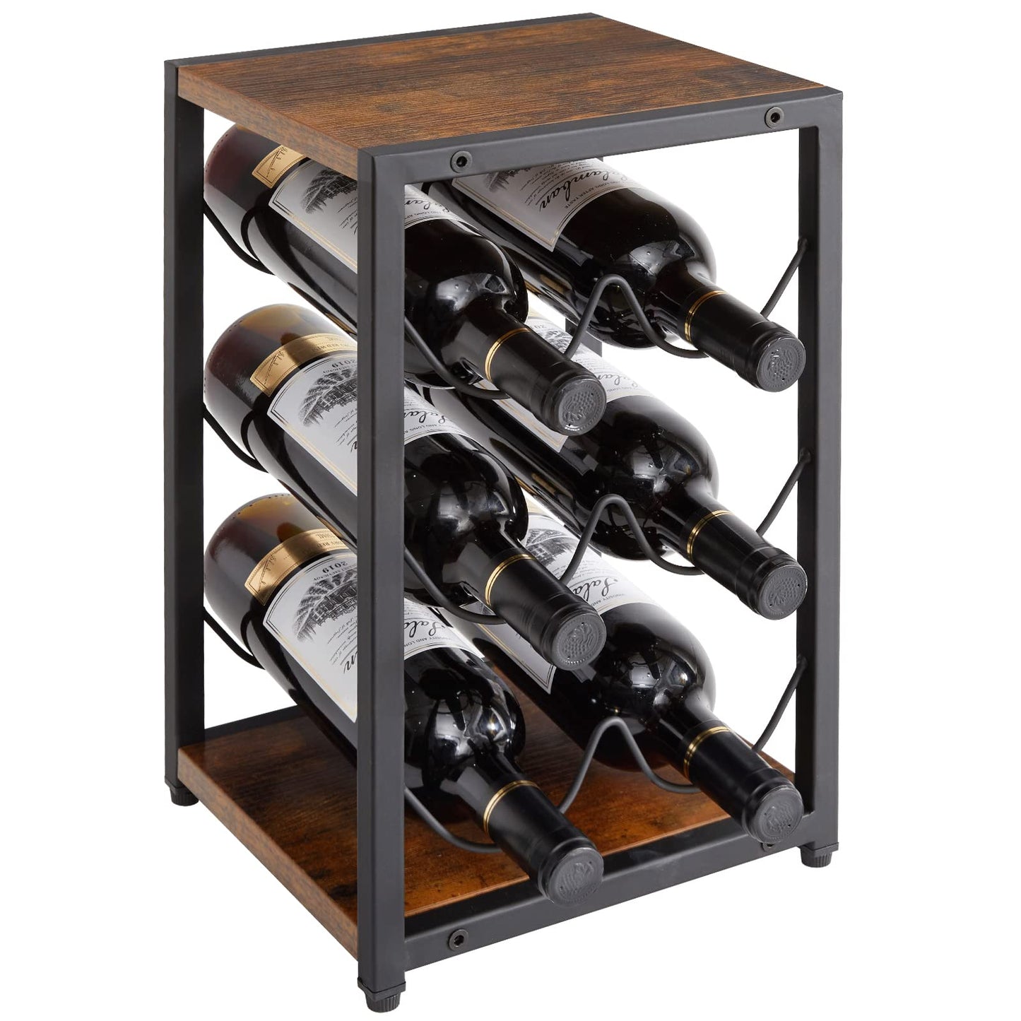 Rustikales Weinregal TMJ901H, Holz 6 Flaschen