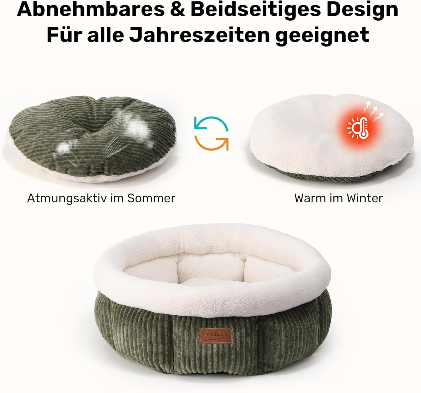 Katzenbett waschbar mit erhöhtem Rand, grün