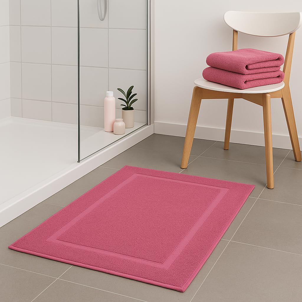 2er-Set Badematten, 50x70 cm, 2x Badvorleger Altrosa