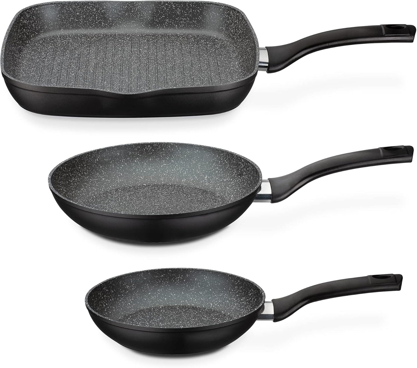 3-teiliges Pfannen-Set Gourmet Granit