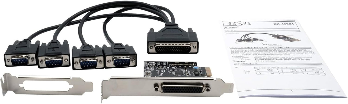 4S Seriell RS-232 PCIe Karte EX-46024