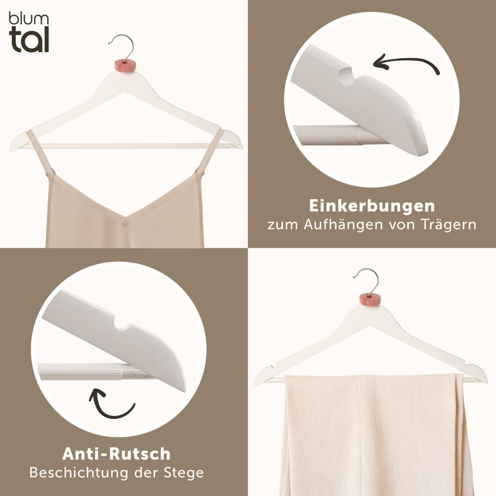 20er-Set Kleiderbügel + Zedernholz Mottenschutz, 20er Set Weiss