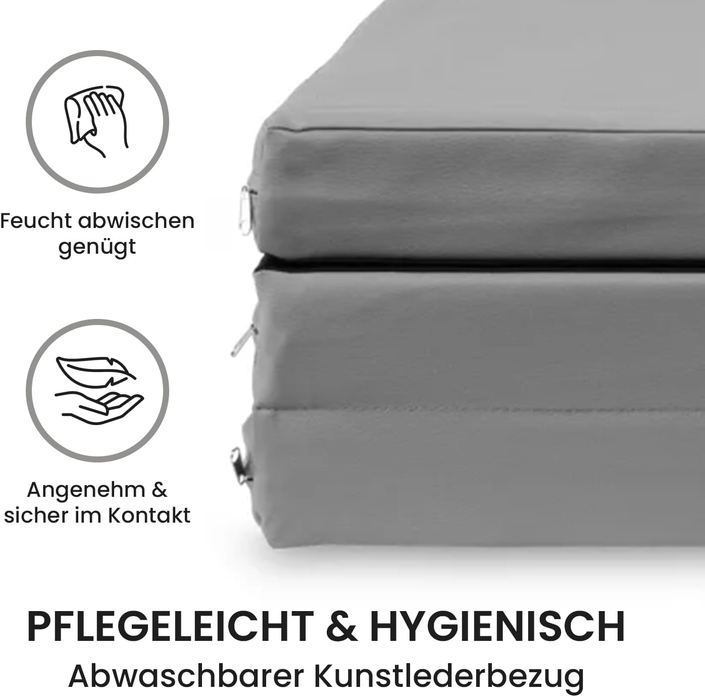 Klappbare Weichboden- und Turnmatte, Grau / Schwarz