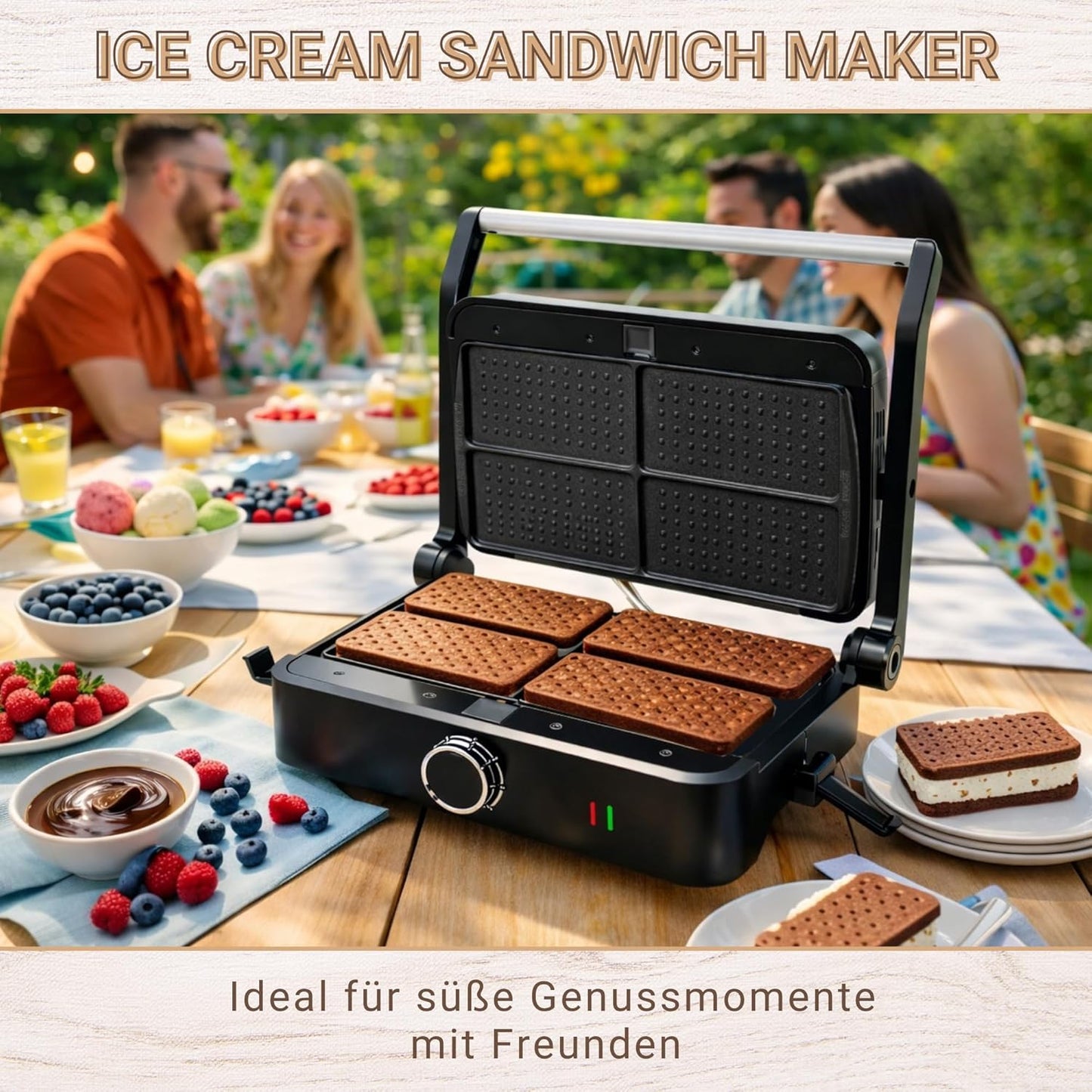 Toledo Eis Sandwich Waffel Maker mit Antihaftplatten