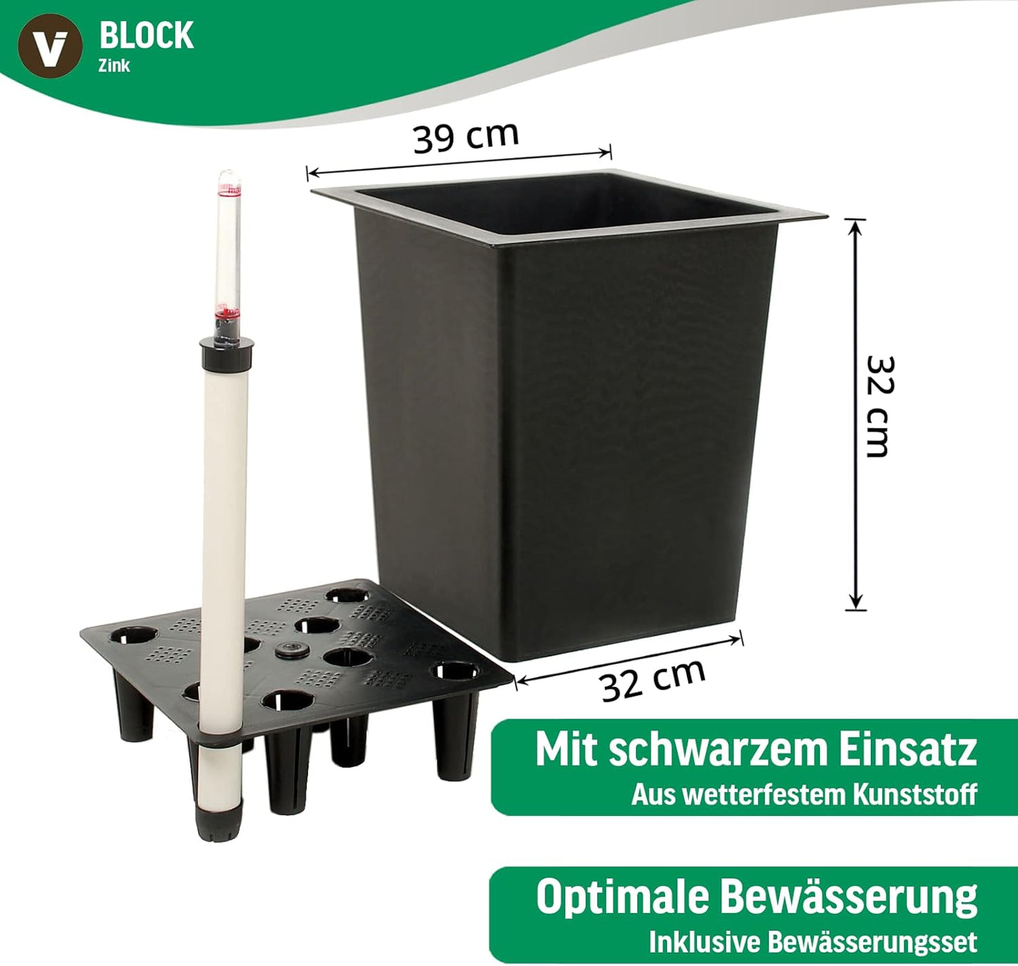 Pflanzkübel mit Bewässerungssystem, 100x40x40 Anthrazit