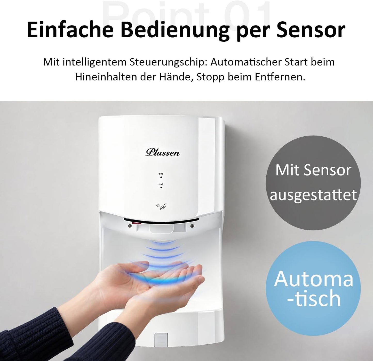 Automatischer Händetrockner mit Infrarot-Sensor