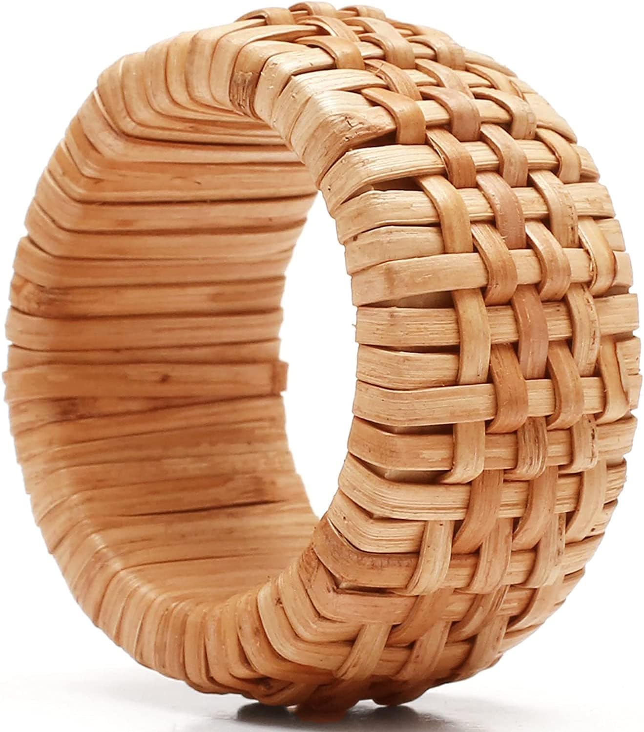Rattan Serviettenringe-Set, Hautfarben 12- Pack