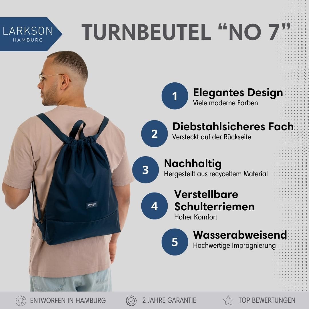 Turnbeutel No 7 mit Aussentasche, Dunkelblau