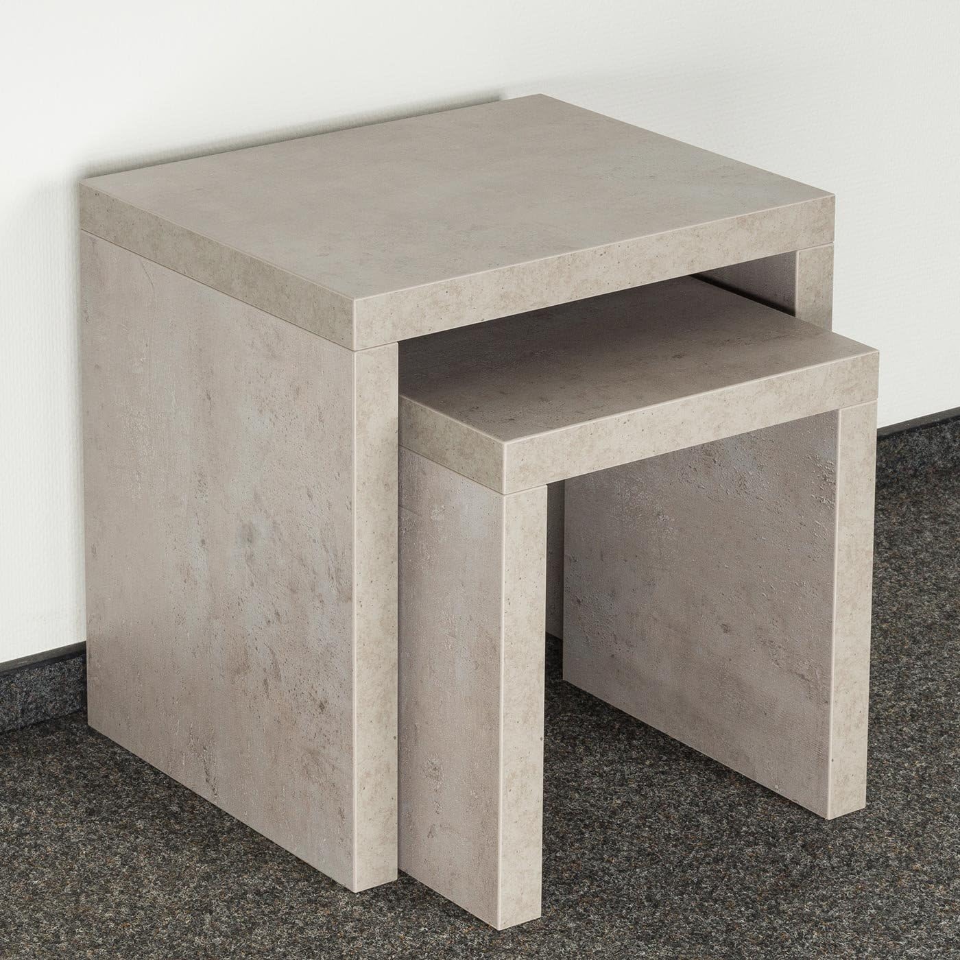 2er Satztisch-Set in Betonoptik, Betonoptik