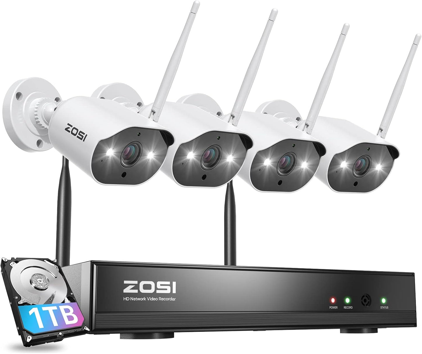 2K WLAN Überwachungskamera-Set mit NVR, 3MP Weiss