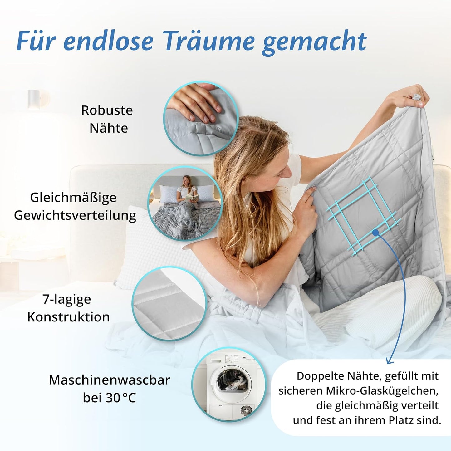 Gewichtsdecke, 135x200 | 7kg Weiß