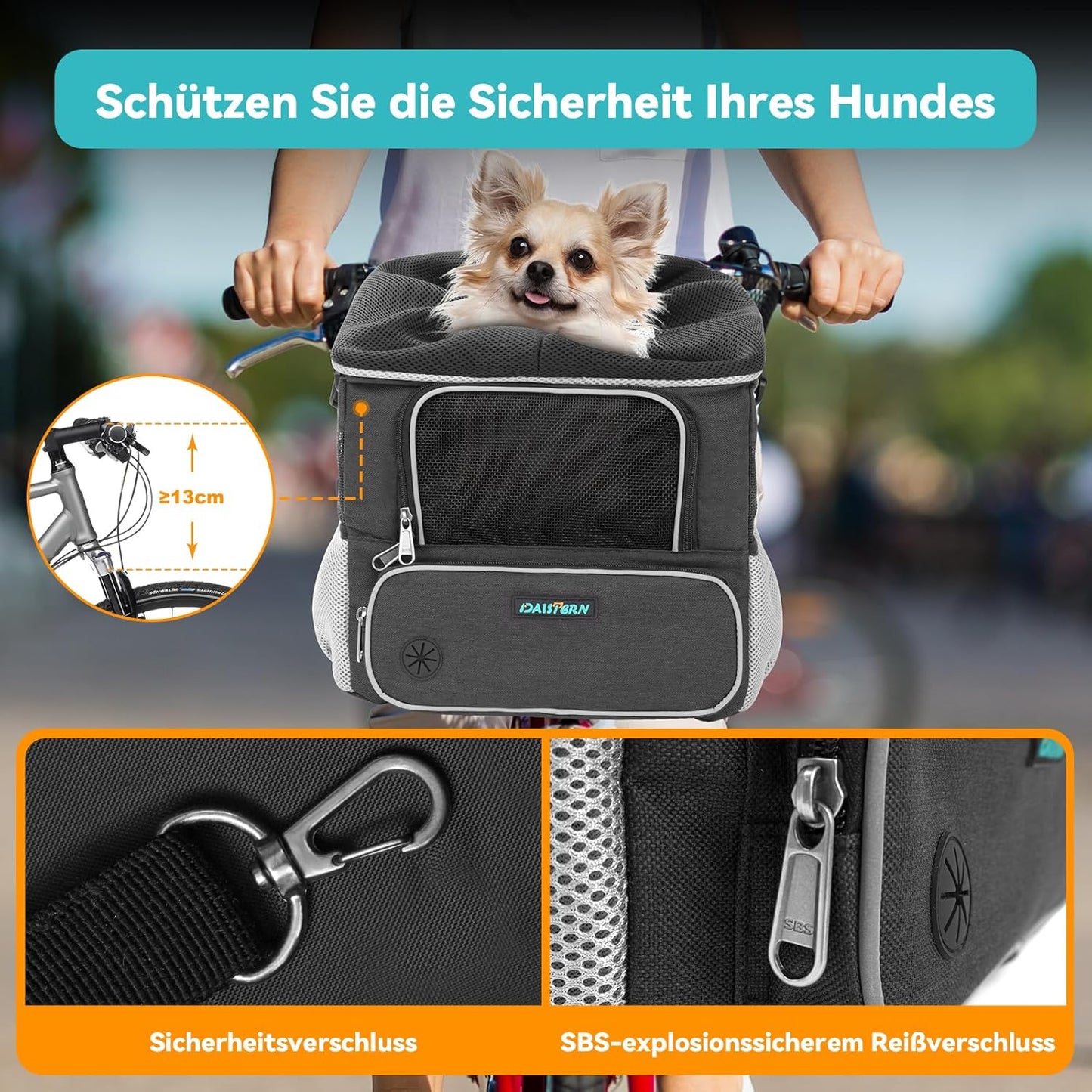 Velokorb für Hunde mit Rucksackfunktion