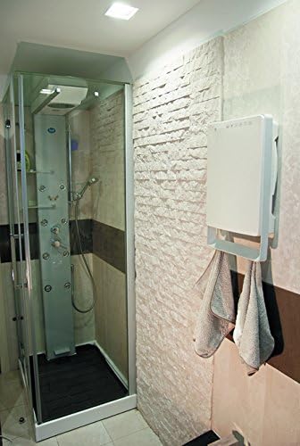 Digitaler Wand-Heizlüfter mit Handtuchstange, Weiss Glänzend/Grau