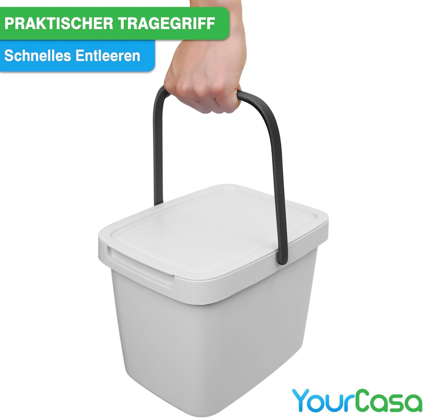 Biomülleimer mit Deckel, Grau 1 Stk
