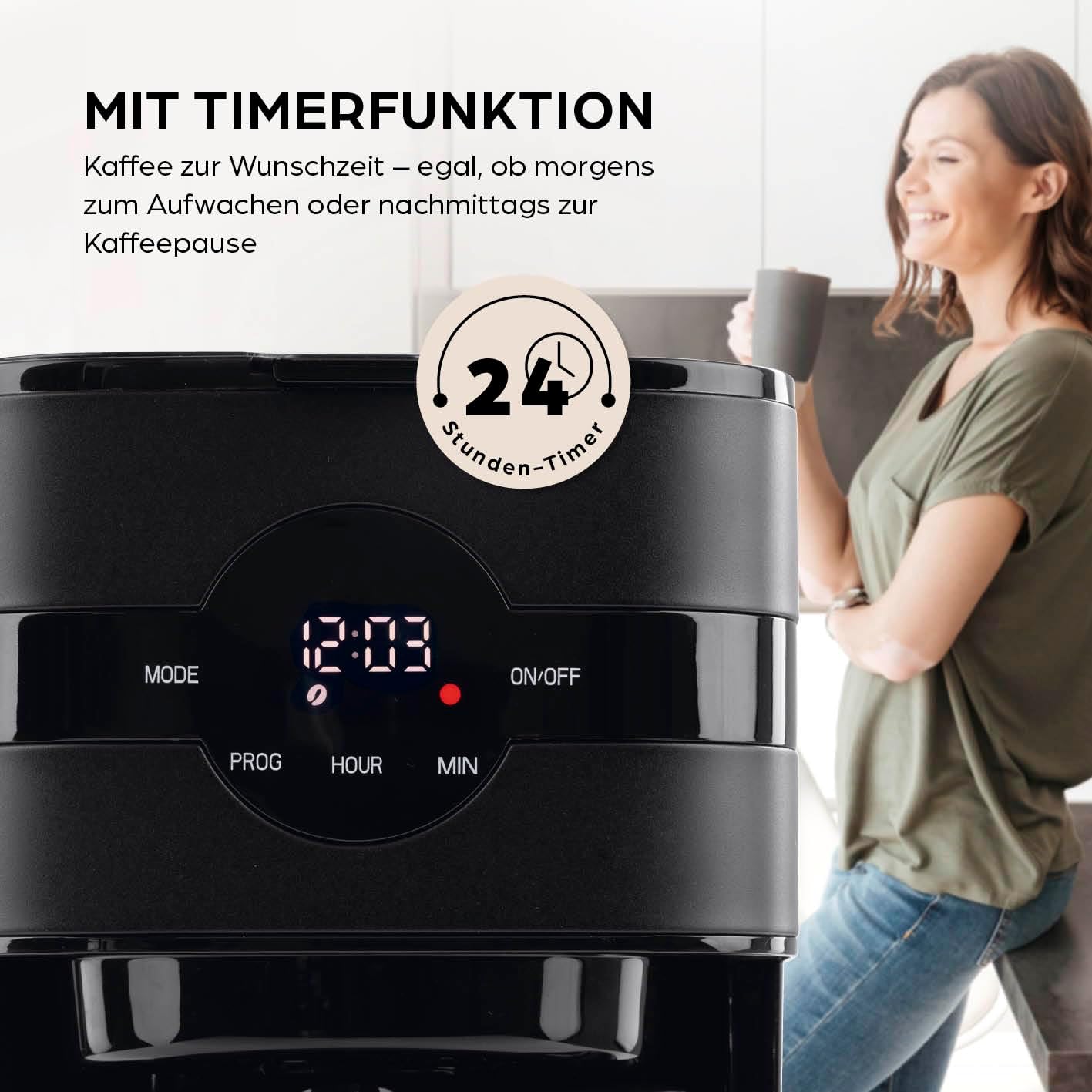 Filterkaffeemaschine mit Thermokanne, 3) Schwarz - Thermokanne