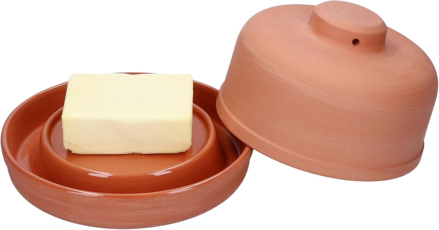 Terrakotta Butterdose mit Deckel (2-teilig)