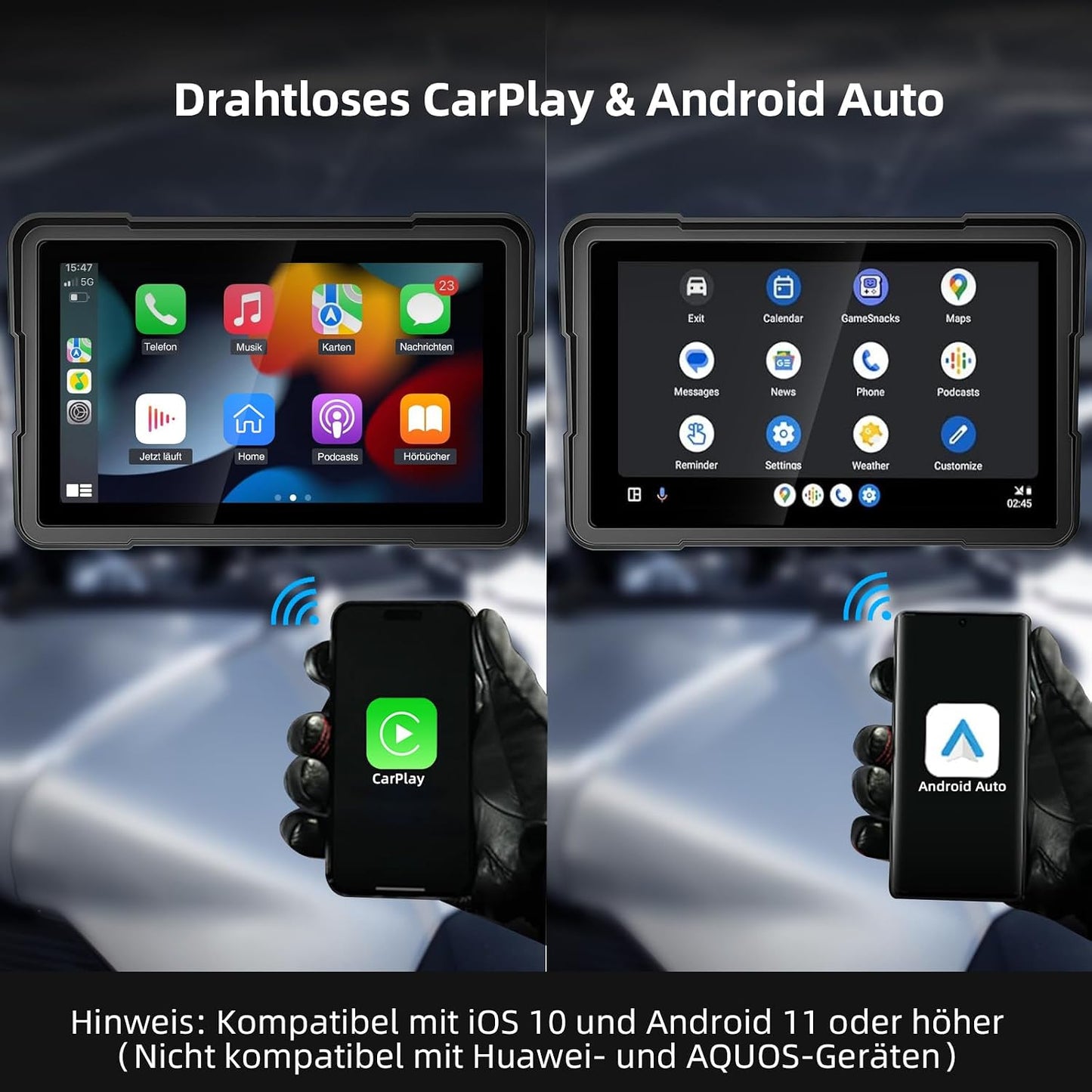 Motorrad-Navi Display 7" mit CarPlay & Android Auto