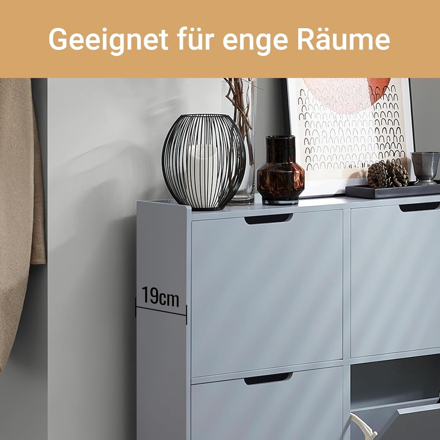 Schuhkipper, 4 Klappen Grau