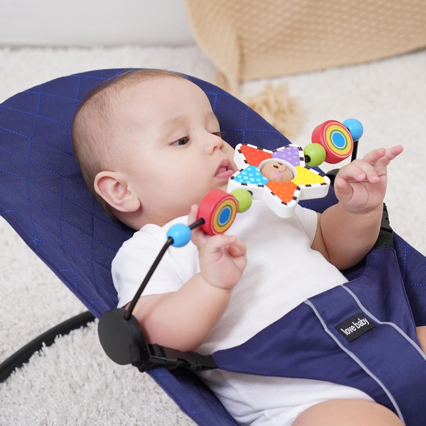 Baby-Bounzer Spielzeugbogen für BabyBjörn Bliss und Balance Soft, Weiss/Opulenter Garten