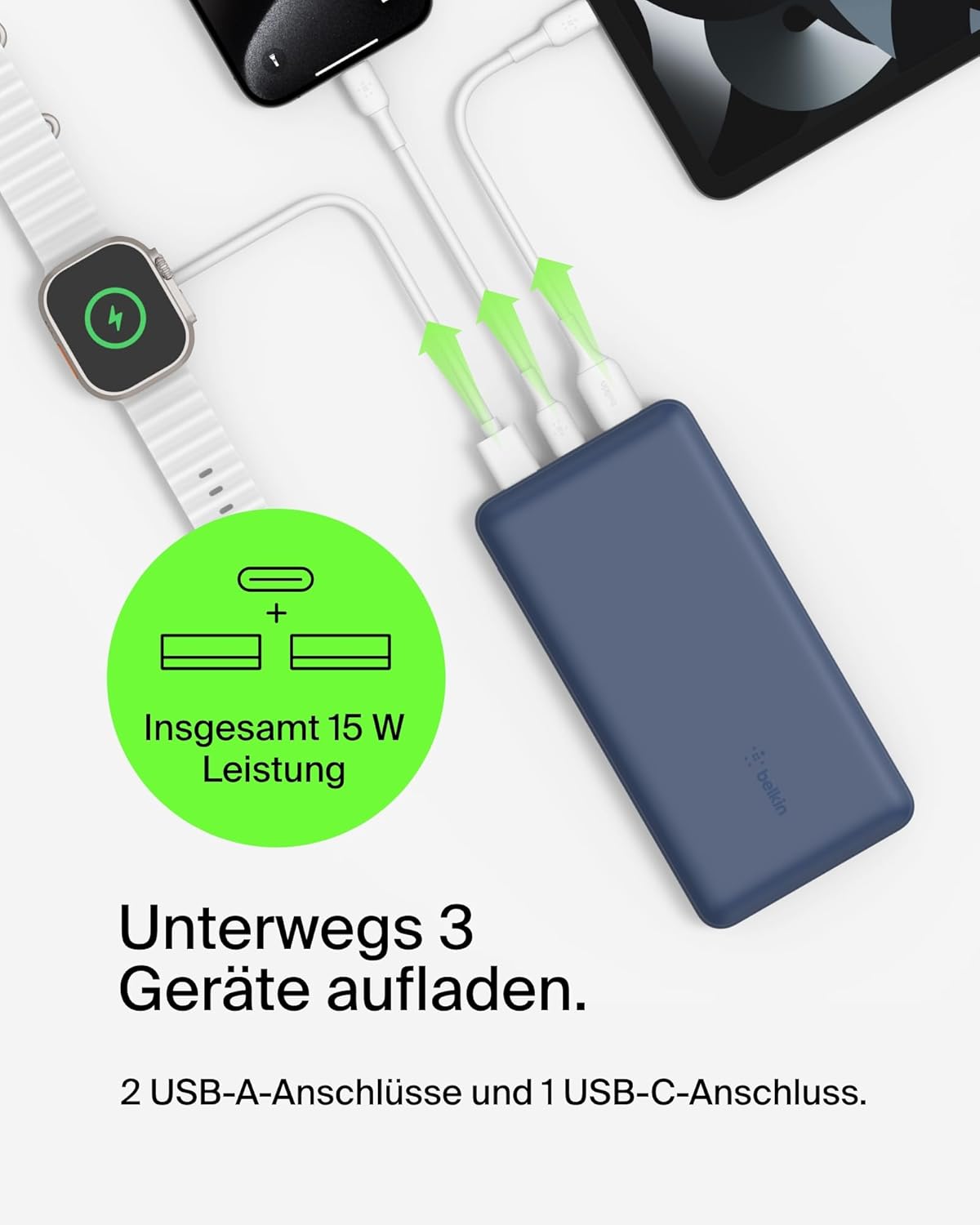 Tragbare Powerbank BoostCharge, 1 Packung ; Blau