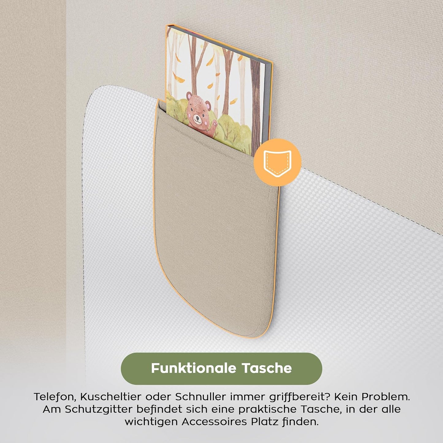 Bettschutzgitter Cover 46 mit Absenk- und Höhenverstellung, Beige