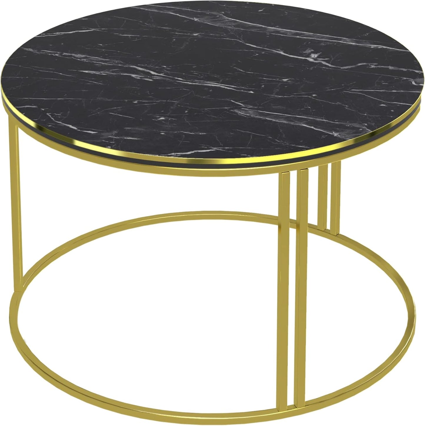 Couchtisch Aulum, Marmor, Schwarz / Gold