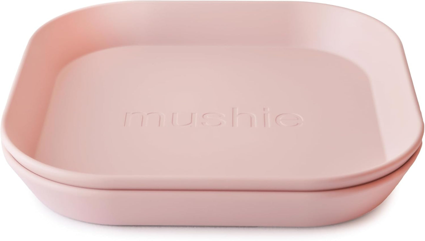 2 x Geschirrteller für Kinder, 2 Stück (1er Pack) (Blush) Quadratische Teller